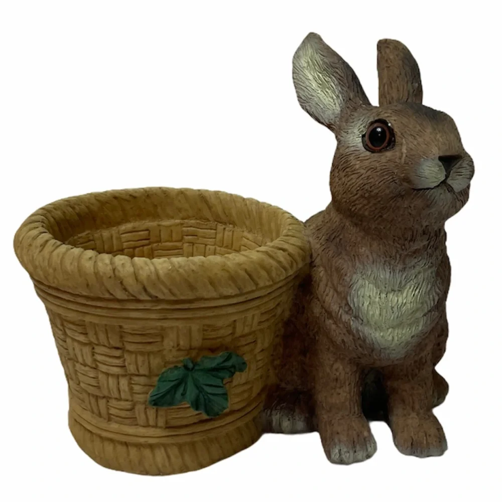 Vintage Rabbit Pot Planter Indoor Outdoor Resin Primitive Rustic Cottage Core